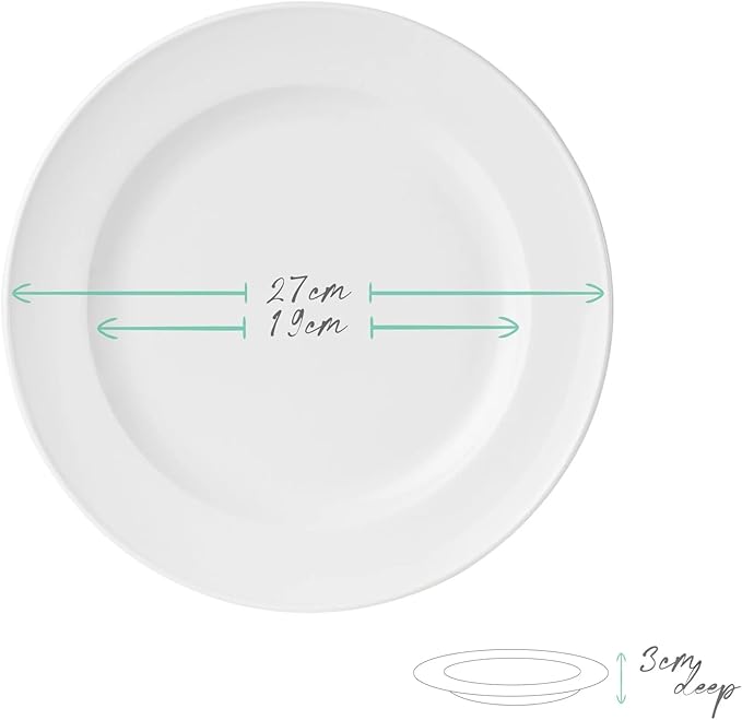Anders and White 'Classica' - White Ethical Bone China Dinner Set. 12 Pieces Dinnerware Set. Contains 4X Dinner Plates Side Plates and Bowls. Vegan Friendly.