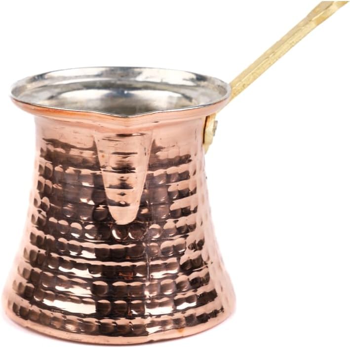 Copper Coffee Pot Erzincan Handmade 4 Person Traditional Turkish Coffee Maker with Handle for Home Kitchen Use Blue - Blue One Size