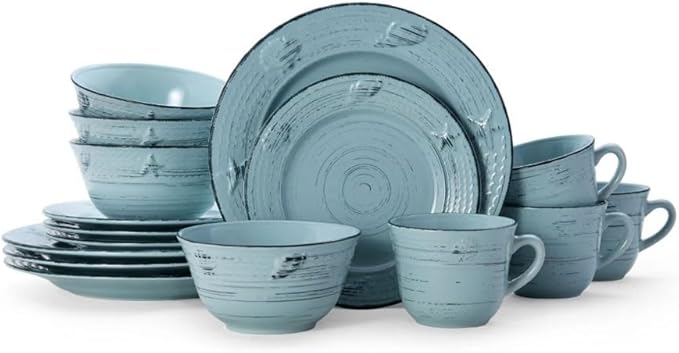 16-Piece Dinnerware Set Teal Ceramic Dishes To Eat Dinner Plates Set Dish Plate Sets Tableware Food Kitchen Dining