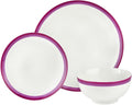 Godinger Porcelain Dinnerware Set - Includes Dinner Plates Dessert Plates and Bowls Sheer Burgundy - Set of 12