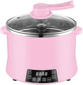 Home Rice Cooker Intelligent Reduced Sugar 4L Stainless Steel Liner Separate Pot Body Design Automatic Lifting (Wood Color) (Pink)