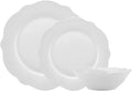 Karaca Daisy New Bone Dinnerware Set for 4 12 Piece Plates and Bowls Set Crockery Set White