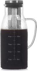 CANDeal Cold Brew Iced Coffee Maker Glass Iced Tea &amp Coffee Cold Brew Maker and Pitcher with Silicone Cap &amp Removable Stainless Steel FilterTea Infuser with Spout (50oz)