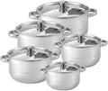 Easy to clean 10PCS Stainless Steel Set Pot 18-26cm Lid Gold Plated Ear Soup Kitchen