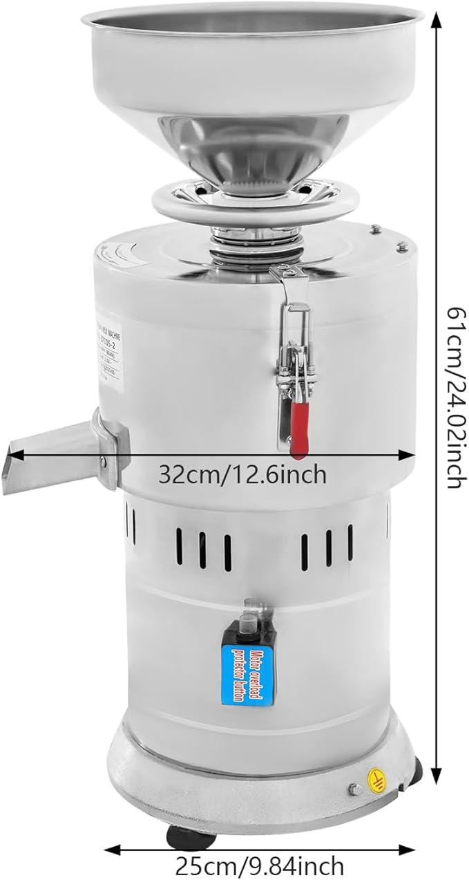 Commercial Soybean Milk Maker 1100W 2850RPM Soy Milk Making Machine with Cover Commercial Herb Soya Bean Grinder with Locker for Home Hotel Restaurant Breakfast Shop