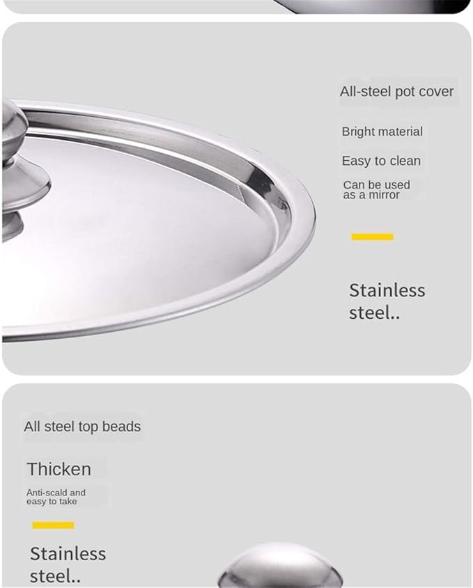 5pcs Cookware Set Stainless Steel Pot Set Soup Pot Cooking Induction Cooker Milk Noodles Stew Pot Kitchen Casserole