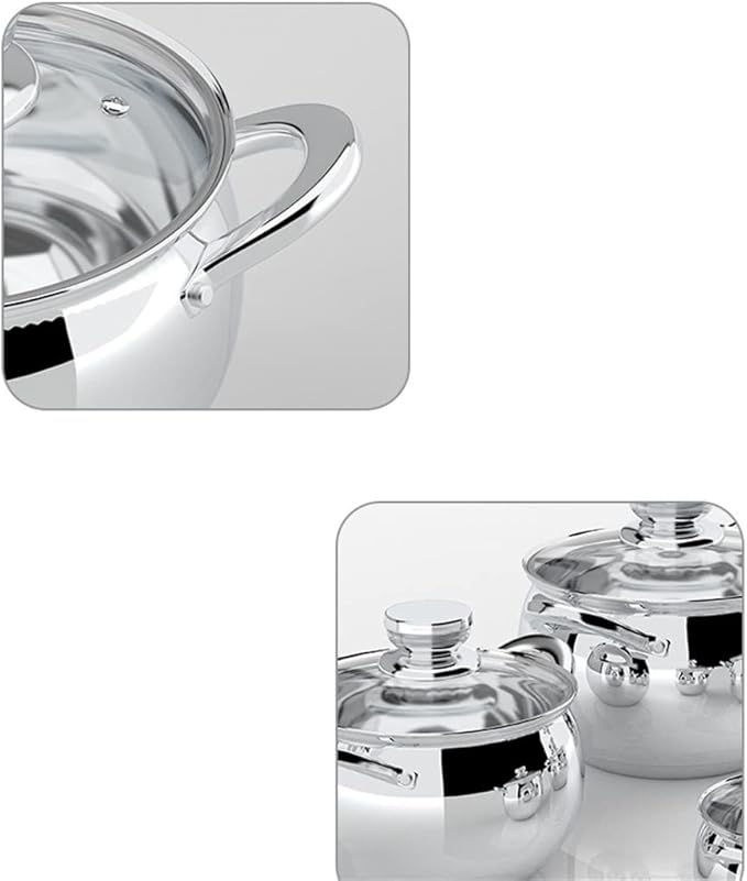 Cooking Pot Frying Pan8 Piece Cookware Set Stainless Steel Cookware Set Household Covered Ear Thickened Pot Double Bottom Pot Pan Set