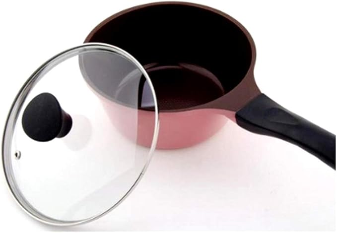 Kitchen Art Ceramic Pot set Nonstick Dishwasher Safe Cookware Set Nonstick Pots and Pans Set Thermo-Spot Heat Indicator 4 Piece pink