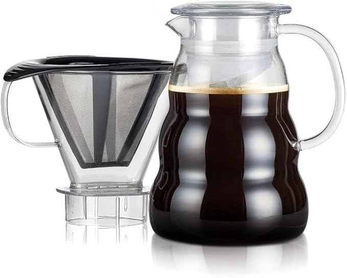 Bodum Permanent Fine Mesh Coffee Maker Stainless Steel Transparent with Tritan Filter Holder Glass Glass Transparent 1 L
