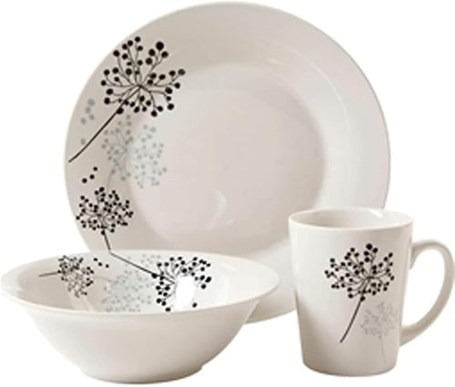 12-Piece Netherwood White Dinnerware Set – Elegant Patterned Dish Set for Everyday Dining &amp Special Occasions – Microwave &amp Dishwasher Safe