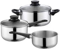Cookware Set3-Piece Stainless Steel Pot &amp Pan SetsSaucepan Casserole Milk Pot Gourmet Making Pan with Glass LidSturdy and Comfortable HandleSuitable for Multiple