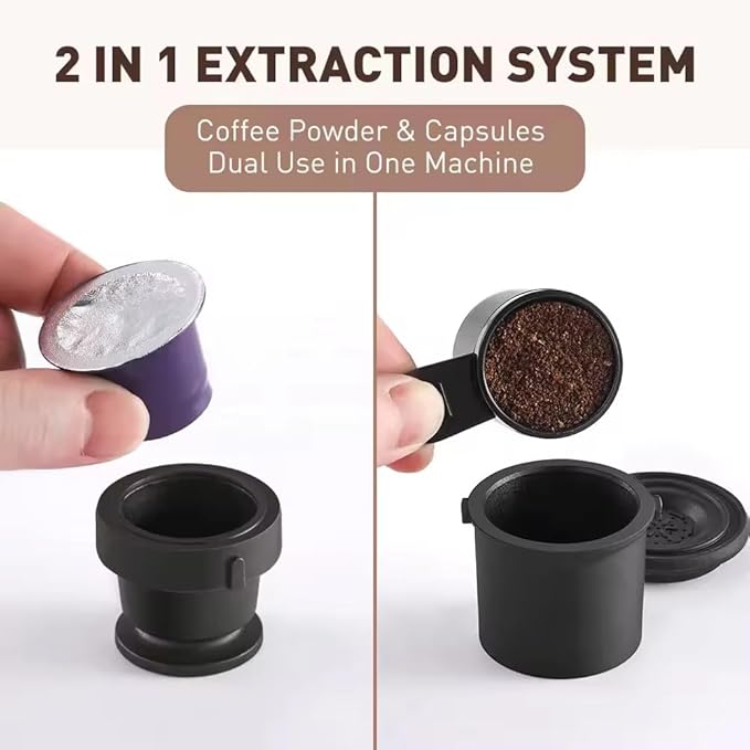 Portable Espresso Maker 18 Bar Travel Coffee Maker Hand Pressure Capsules Ground Coffee Extraction Drip Coffee Brewing Making Machine for Kitchen TravelCampingHiking