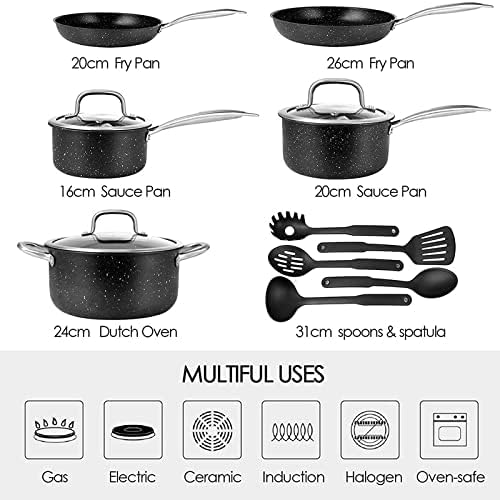 Cookware 13pcs Cookware Set Non-stick Pan Frying Pan 13pcs Set Including 2 Pans 3 Soup Pots 3 Lids and 5 Dishes