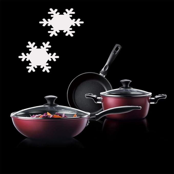 Cookware Set Pan &amp Pot Set 3 Piece Stock Pot Saute Pan SaucepanGlass Lid Induction NonstickSuitable for All Types of Heat Sources Including Induction cookers Non St