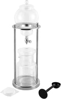 Cold Brew Coffee Maker 600ml/20.29oz Capacity Iced Coffee Cold Brew Drip Tower in Stainless Steel and Borosilicate Glass Ice Coffee Maker for Home Coffee Shops Offices(Silver)