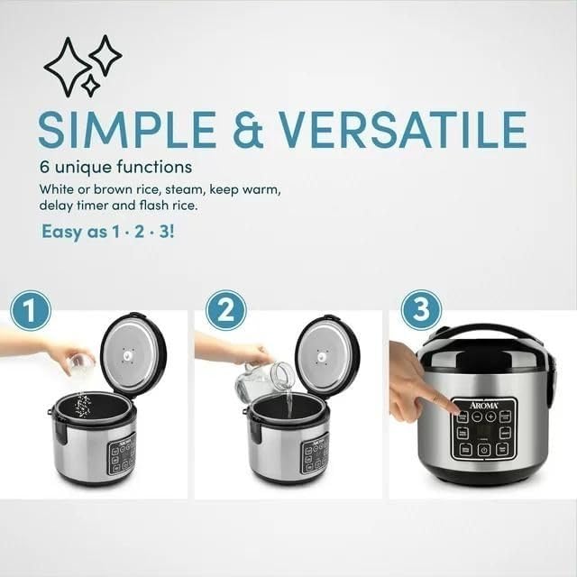 8-Cup (Cooked) Rice &amp Grain Cooker Steamer BondedGranite Coating (Renewed)