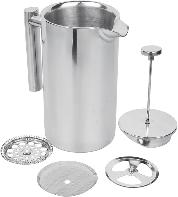 Coffee Maker Press Filter Stainless Steel Wall Insulated Teapot Office