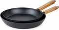 Alva Forest 8 &amp 11 Carbon Steel Frying Pan Set – Naturally Nonstick Pre-Seasoned Skillet Acacia Wood Handle Toxic Free (No PTFE/PFOA) Induction &amp All-Stovetop Safe Lightweight &amp Dura