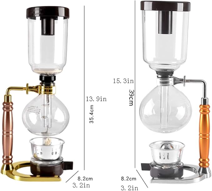 JITEM Cafetera Syphon Coffee Maker Japanese Style Vacuum Glass Siphon Pot Percolators 3-5 Cups Glass Tabletop Siphon Coffee Maker for Coffee or Tea