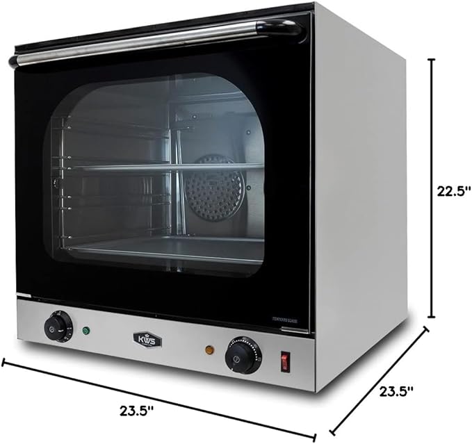 KWS CO-3 1600W Commercial Countertop Convection Oven 2 Cu. Ft. - 120V 4-Tier Toaster w/Front Glass Door Electric Baking Oven