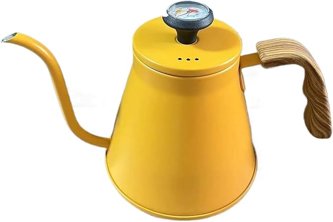 Pour Over Coffee Kettle Stainless Steel Coffee Maker Hand Drip Coffee Kettle with Thermometer Gooseneck Kettle Coffee Pot for TeaCoffee(Yellow)