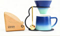 Pour Over Coffee Maker setCeramic Coffee Maker With V60 40 pcs Paper FilterMetal Stand 9oz 270ml mug Pour Over Coffee Dripper blue