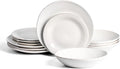 Stone Lain Essence 12-Piece Dinnerware Set Stoneware Plates and Bowls Set Dishwasher and Microwave Safe Dish Set for 4 White