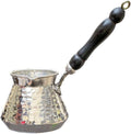 Silver Plated Turkish Coffee Pot Tombik Design Single Piece Copper Coffee Maker Traditional Style Metallic Finish One Size - Silver One Size