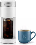 K-Iced Plus Single-Serve Coffee Maker &amp Espresso Machine - Brews Iced &amp Hot Coffee Compact Design Fits Travel Mugs 46 oz Removable Water Reservoir Auto Shut-Off KCup Compatible White