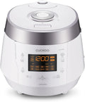 CUCKOO High Pressure Rice Cooker 10-Cup Uncooked / 20-Cup Cooked with Nonstick Inner Pot Large Rice Maker with 13 Menu Options and Steam Plate Fuzzy Logic Tech Voice Guide White (CRP-P1009SW)