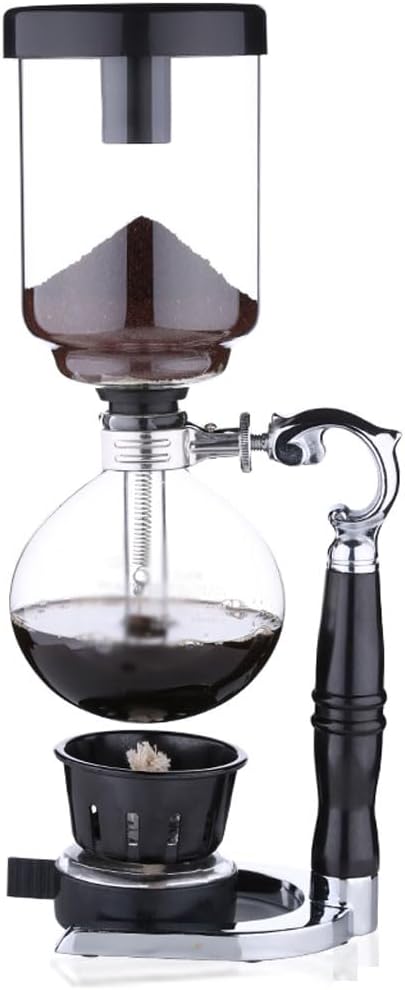 Siphon Syphon Coffee Maker with Heat-Resistant Glass Brewer with Aluminum Alloy Pine Handle Coffee Pots