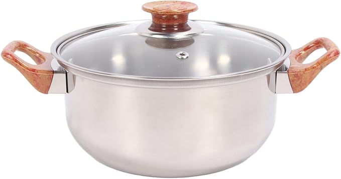 Wood Model Pots Pans Set less Steel Cookware Set Multi Functional Pots and Pans with Handle Glass Lid and ic Pla for Soup Cooking and Frying