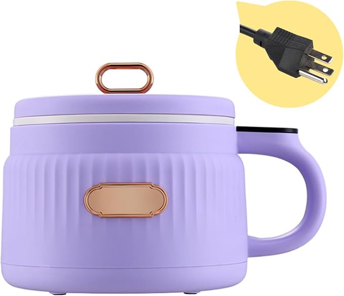 gazechimp Small Rice Cooker Electric Pot 110V 1.6L Electric Cooker Non-stick Pot Noodles Cooker for Travel Dormitory 1-2 Person Oatmeal Violet 25cmx17cm