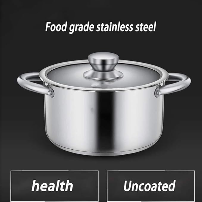 3-Piece Stainless Steel Cookware Set Frying Pan Saucepan &amp Milk Pot with Lids Stay-Cool Handles Induction-Compatible Scratch-Resistant Multi-Heat Source