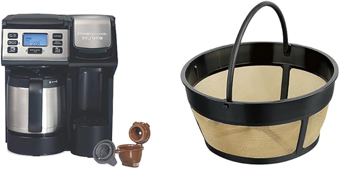 Hamilton Beach FlexBrew Trio 2-Way Coffee Maker Compatible with K-Cup Pods or Grounds Combo Single Serve &amp Full 12c Thermal Pot Black and Stainless – Fast Brewing and Hamilton Beach Permanent