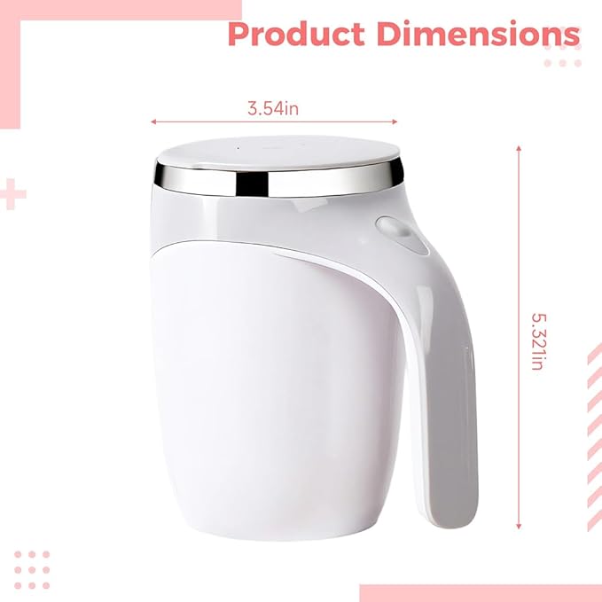 Auto Stirring Mug - 380 Ml Self-Mixing Cup With Smooth Stainless Steel Interior One-Tap Control For Easy Blending &amp Cooling
