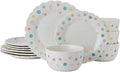 Darbie Angell Painted Daisy 12 Piece Plate and Bowl Dinnerware Set Durable Service for 4 Floral Design Modern Tableware