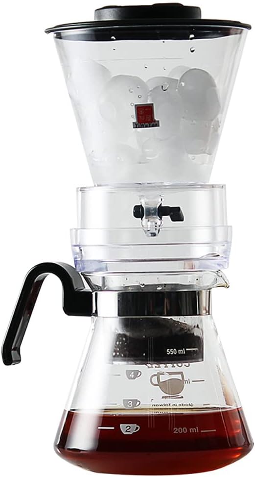 JITEM Cafetera Glass Ice Cold Dripper Coffee and Tea Maker Manual Dripper Brewer Maker with Filter Adjustable Water Flow Tabletop Coffee Maker for Coffee or Tea