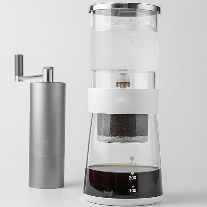 Habiba Iced Drip Coffee Maker Portable Cold Brew Coffee Maker 500 Mesh Filter Siphon Coffee Maker Home Office Coffee Maker with Adjustable Free Dripper Reusable