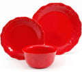 Gorgeous Cowgirl Lace 12-Piece Dinnerware Set Red