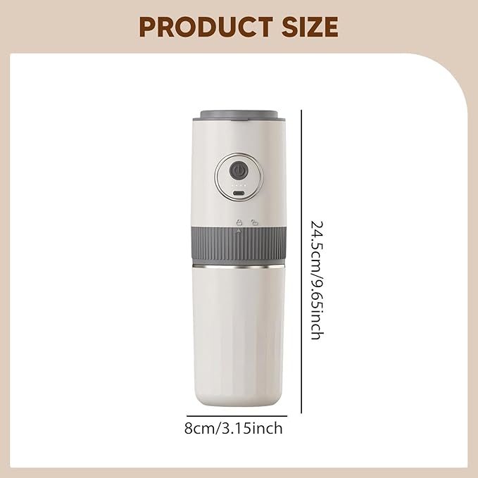 Compact and Versatile Portable Electric Coffee Maker with Coffee Grinder Dripper and Cup for Home Fishing and Outdoor Use Beige