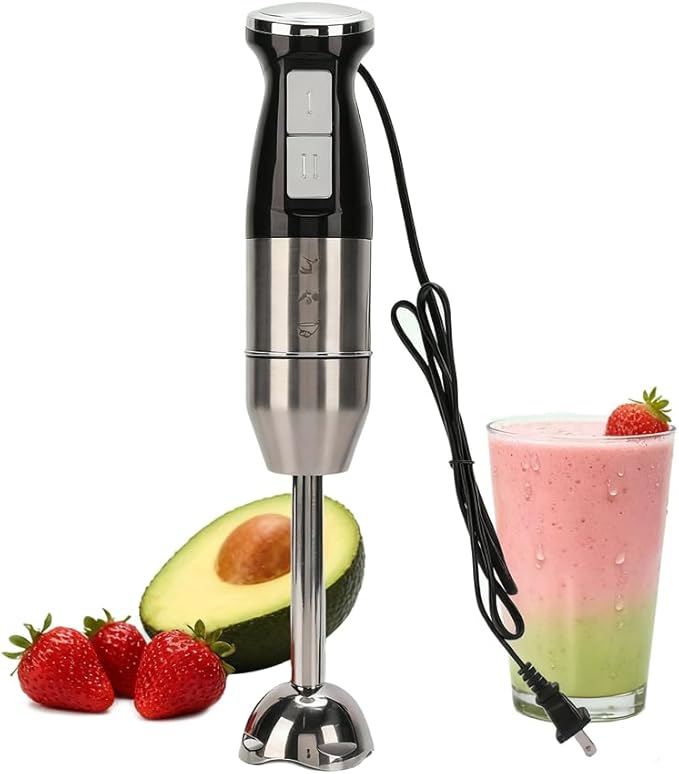 Chrees Immersion Hand Blender Corded hand blender 400W Electric Handheld Portable Stick Mixer with 2 Mixing Speed for Effortless Blending Soup Smoothies Puree Baby Food