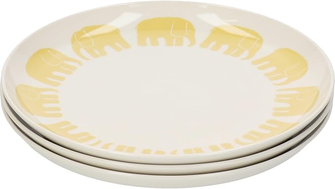 Finlayson FIN140-95 Elephanty Pattern Large Plate Pasta Plate Trio 3 Pieces Gift Dinnerware Set Diameter 8.5 inches (21.5 cm) Miscellaneous Goods Scandinavian Tableware Women's Present