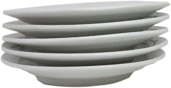 Ebros Gift Modern Yukino Hana Snow Flowers Ceramic Dinnerware Serveware Kitchenware Set Oriental Asian Restaurant Supply (Pack Of 5 Large Round Dinner Plates 10D)