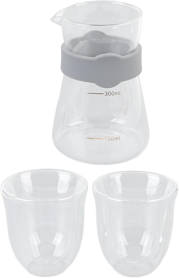 ZJchao Pour Over Coffee Maker Glass High Borosilicate Heatproof Coldproof Coffeemaker Set with Scale for Home Coffee Shop Office Durable Transparent Gold Markings 300ML