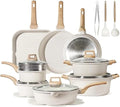 21 Piece Granite Nonstick Cookware Set Kitchen Pots Pans Utensils White Aluminum Easy CleanA21 Pc