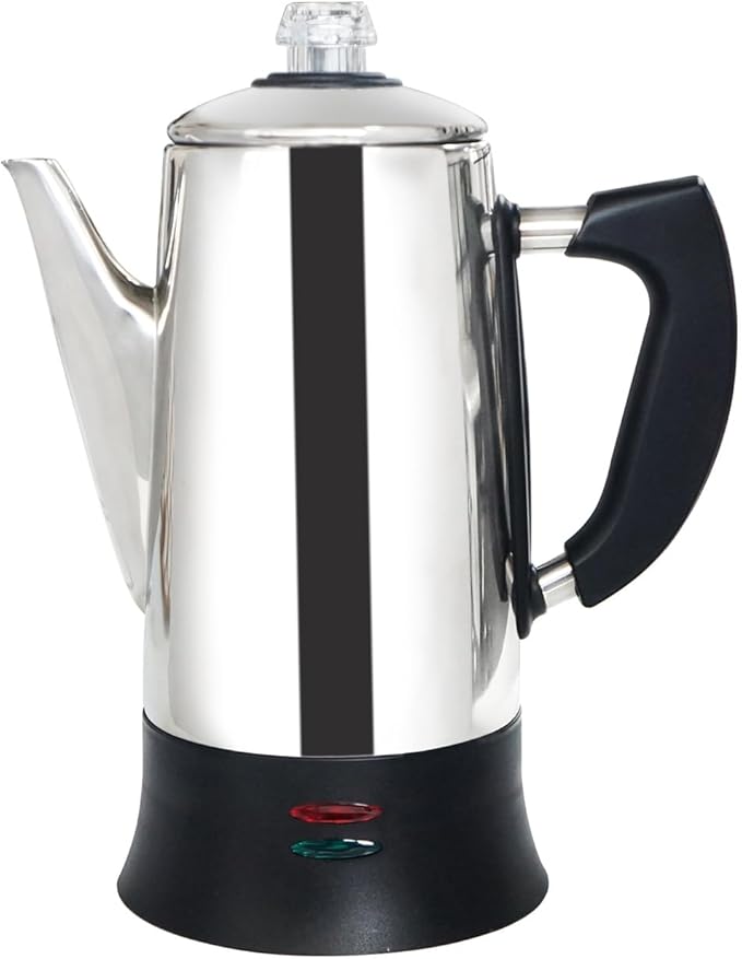 SOTECH Percolator Coffee Pot Electric Maker with Cool Touch Handle Clear Brew Progress Knob(12 Cup)