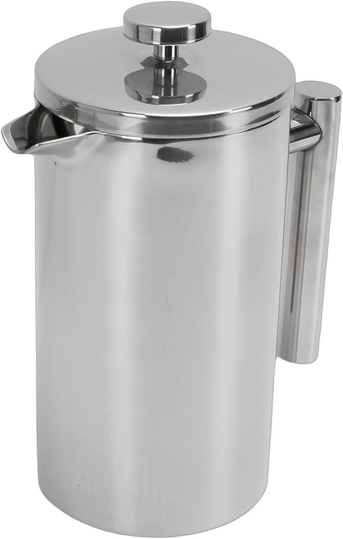 Focket French Press Coffee Maker Stainless Steel Double Wall Insulated Rustproof Dishwasher Safe Coffee Press U Shaped Spout Maker with for Home Office Camping (1000ml)
