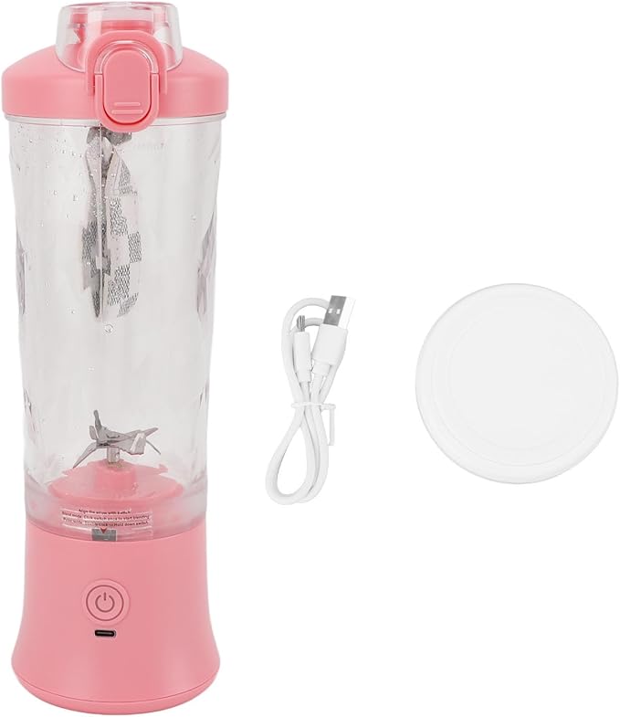 Portable Blender USB Rechargeable 600ml 150W 18000RPM High Speed Personal Blender with 4000mAh Battery Leakproof Lid for Smoothies Shakes Travel Sports Home Use ABS Stainless Steel (Pink)