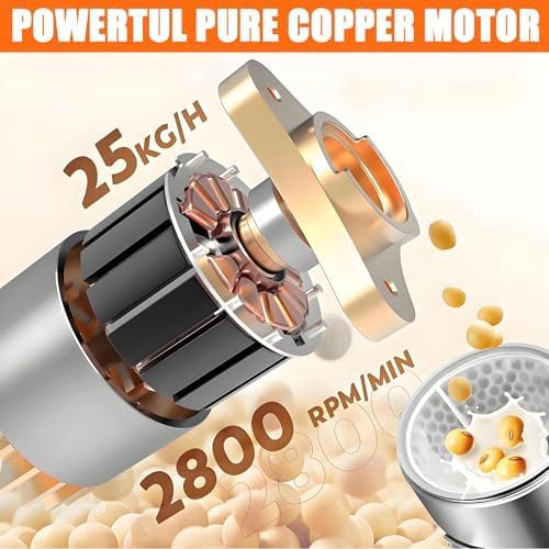 1100W Commercial Soy Milk Machine with Slag Separation 25KG/H Stainless Steel Automatic Grinder for Restaurants Canteens &amp Small Food Businesses
